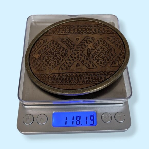 Vintage Artisan Leather & Brass Belt Buckle - Picture 6 of 6